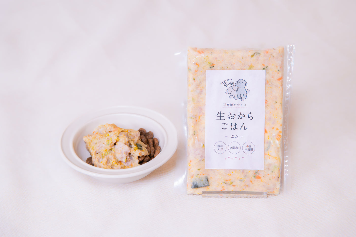 【国産・無添加】食いつきのいい生おからトッピングフード（ぶた）｜わんわん豆いろは
